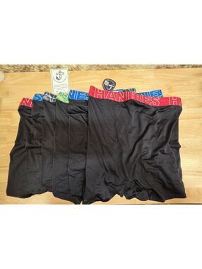 HANES X‑TEMP TWEEN MESH STRETCH BOXER BRIEFS BLACK 6‑PACK SIZE XL